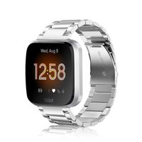 Fintie Metal Band for Fitbit Versa 2, Versa, Versa Lite Edition, Solid Stainless Steel Strap Replacement Wristband Business Bracelet for Fitbit Versa Smartwatch, Silver