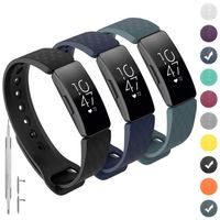 GVFM Compatible with Fitbit Inspire/Inspire HR Bands, Adjustable Soft Silicone Bracelet Accessories Sport Strap for Women Men Wristbands (Small: 5.5-6.7 inch, 3-Black,Navy and Slate)