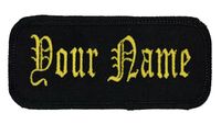 Name Patch Uniform Work Shirt Personalized Embroidered Black Border with Black. Hook Fastener.