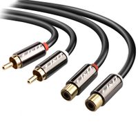 2RCA to 2RCA Cable, J&D Gold-Plated [Copper Shell] [Heavy Duty] 2 RCA Male to 2 RCA Female Stereo Audio Extension Cable, RCA Cable - 20 Feet