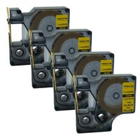 QPMY 4 Pack 18056 S0718310 Black on Yellow Heat-Shrink Tube Compatible for DYMO Rhino IND Label Tape 1/2" x 5'