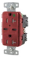 Bryant Electric USBB8300C5R USB Charger, Charging Outlet, Red