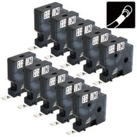 10-Pack Compatible Industrial Heat Shrink Tube Labels Replacement for DYMO 18053 Fit with DYMO Rhino 4200 5200 5000 6000 Industrial Label Maker (Black on White, 3/8" x 4.9')
