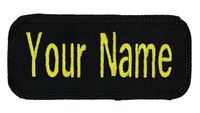 Name Patch Uniform Work Shirt Personalized Embroidered Black Border with Black. Sew on.
