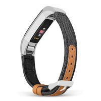Jobese Compatible with Fitbit Alta/Alta Hr/Fitbit Ace Band, Soft Classic Canvas Fabric Straps with Genuine Leather Bands Men Women