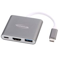 USB C Adapter TPXType C to HDMI 4K+USB 3.0+USB-C with USB 3.0 Converter Cable Charging Port Adapter Cable with Large Projection for MacBook/Chromebook Pixel/Galaxy S8/S9/Yoga 900 (Grey)