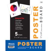 Bazic Poster Board, 11 x 14 Inches, White, 5 sheets/Pack (Case of 48 packs)