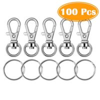 Paxcoo 100 Pcs Metal Swivel Lanyard Snap Hook with Key Rings (Small Size)