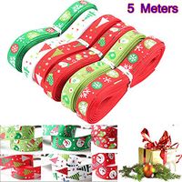 BinaryABC Christmas Ribbon,Christmas Gift Wrapping Ribbon,Christmas Decoration,Xmas Decor,5 Meters,10mm(Random Style)
