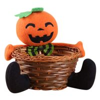 Willsa Doll Fruit Decoration Bowl Halloween Ghost Candy Basket Home Decor Hand-Woven
