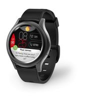 MyKronoz ZeRound3 Smartwatch with Full Round Amoled Display and Heart Rate Monitoring, Swiss Design, iOS and Android - Black/Black Band