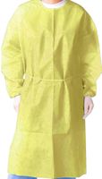 (Pack of 10) Isolation Gown with Elastic Cuff -Disposable Non-Woven, Splash Resistant, one size fits all (Yellow)