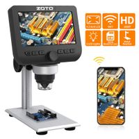 Digital Microscope, ZOTO 4.3inch 1080P Full HD LCD WiFi Microscope Camera 1000X Magnification Build in Rechargeable Battery 32GB USB Microscope for Kids, Students, Lab,Edu.Support IOS Android Phone,PC