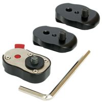 1/4" Miniature Quick Release Plate System with extra plate for any hot shoe mount, articulated magic arm mount or tripod will allow quickly switch monitor/accessory between different types of mounts