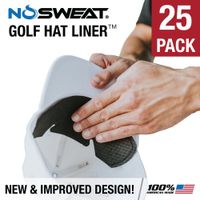 NoSweat Golf Hat Liner & Cap Protection - Moisture Wicking Sweatband Absorbs Dripping Sweat | Helps Prevent Acne, Prevents Hat Stain Rings (25-Pack)