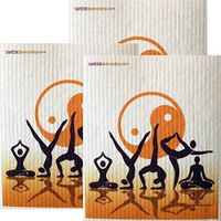 Yoga Ying Yang Set of 3 Each Swedish Dishcloths | ECO Friendly Absorbent Cleaning Cloth | Reusable Cleaning Wipes