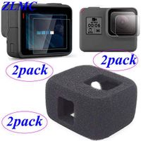 ZLMC Foam Windshield Windscreen Housing Case for GoPro Hero 7 6 5 (2018) Camera, Wind Noise Reduction Cover for Optimal Audio Recording & Lens Screen Protector for HD Hero7 Hero6 Hero5-(2Pack)