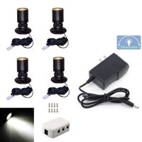 Jorunhe 1.5w White LED Mini Surface Mounted Light Jewelry Cabinet Lamp Spotlight Ac85-265v (Pack-4,Cold White 6000k)