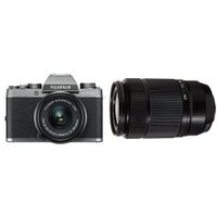 Fujifilm X-T100 Mirrorless Digital Camera w/XC15-45mmF3.5-5.6 OIS PZ Lens - Dark Silver + Fujinon XC50-230mmF4.5-6.7 OIS II Black