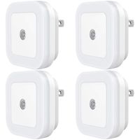 Dimmable Plug-in LED Night Light - SYCEES Nightlight with Dusk-to-Dawn Sensor for Bedroom, Kids Room, Bathroom, Kitchen, Hallway, Daylight White, 4-Pack