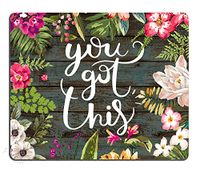 Pingpi Floral Mouse Pad Motiavation Quote You Got This Neoprene Inspirational Quote Mousepad Office Space Decor Home Office Computer Accessories Mousepads Watercolor Vintage Flower Design