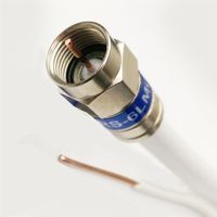 25ft White Coax RG-6 Cable w/Ground Messenger 3Ghz 75 Ohm 18AWG UL ETL cm Anti-Corrosion Weather Seal Brass Compression Fittings Satellite TV & Internet Cable Assembled in USA