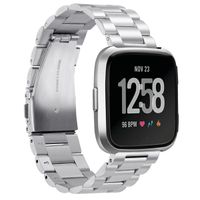ZSZCXD for Fitbit Versa Bands, Newest Stainless Steel Replacement Accessory Metal Watch Bands Bracelet for Fitbit Versa (Silver, 5.5-8.1 Inches Wrist)