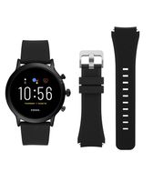 Classic Silicone Replacement Smart Watch Band 22mm, for Fossil Men Gen 5 Carlyle/Women Gen 5 Julianna/Fossil Q Explorist HR Gen 4 Gen 3 Wander Marshal Gen 2 Smartwatch Band Strap 22mm - Black