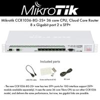 Mikrotik CCR1036-8G-2S+ 36 core CPU, Cloud Core Router, 8x Gigabit ports, 2x SFP+ ports, Color touchscreen LCD, 4GB.