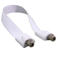 Ancable Window and Door Feed Thru Jumper Cable,2-Pack 1ft (32cm) F-Type Female to Female Flat Coax TV Cable Extension Adapter for Antenna, DirectTV and Dish Tailgater, White,Ultra Slim Paper Thin