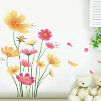 Chrysanthemums Flowers Butterflies Dragonflies Wall Decal Garden PVC Home Sticker House Vinyl Paper Decoration WallPaper Living Room Bedroom Kitchen Art Picture DIY Murals Girls Boys kids Nursery Baby
