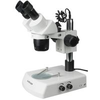 AmScope SW-2B24 Binocular Microscope, WH10x Eyepieces, 20X and 40X Magnification, 2X/4X Objective, Upper and Lower Halogen Lighting, Pillar Stand, 110V-120V