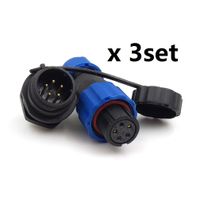 SD13 IP68 5PIN Waterproof Power Connector, High Voltage Circular Power Connector Industrial Electrical Cable Wire Connector Plug(Female)-Socket(Male) (5pin, Panel Mount x 3set)