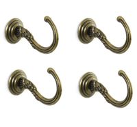 Batino 12pcs Retro Zinc Alloy Carving Screw-in Wall Ceiling Hooks Vintage Hanging Peg Hook (Bronze)