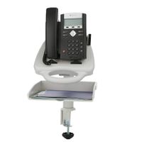 Mind Reader PHOTRAY-WHT Ergo-Comfort Adjustable, 1 Layer Tray, Telephone Stand, Desktop Organizer, White, Clamp On