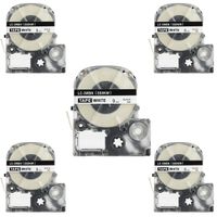 Replace Label Tape for Epson LK3WBN LC3WBN9(SS9KW), Label Tape Cartridge Compatible for Epson LabelWorks LW300 LW400 LW500 LW600P LW700 Black on White 3/8 Inch X 26.2 Feet(9mm x 8M),5 Pack