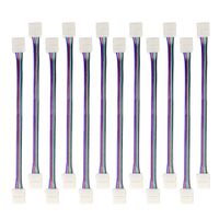 Hitlights LED Connector, 12Pack 10mm 4 Pin RGB LED Strip Connectors - 6Inch Solderless Connectors for 5050 LED Tape Light, Kitchens, Cabinets and More