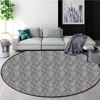 RUGSMAT Reptile Round Kids Rugs,Monochrome Snake Skin Look Design Non-Slip Fabric Round Rugs for Living Room Round-71