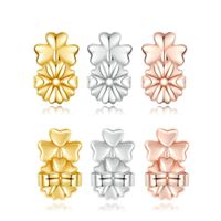 3 Pairs Upgraded Earring Backs Heavy Earring Lifts Support of Adjustable Hypoallergenic Ear Backs Lifters Clutches for Droopy Ears (Gold Plated, Sterling Silver, Rose Gold - Clover Style)