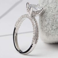 Fake Diamond Ring, Morenitor Silver Plated Princess Eternity Ring CZ Band Wedding Engagement Rings for Women, 7