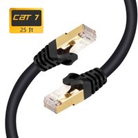 Ethernet Cable CAT7 25 FT,Outdoor Gigabit Cat7 Heavy Duty Internet Network Cord,High Speed FFTP LAN Cables Waterproofed with Gold Plated RJ45, Connector for Router, Modem, Gaming(25 Feet)