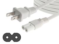 AmazonBasics Replacement Power Cable for PS4 Slim and Xbox One S / X - Pack of 2, 12 Foot Cord, White