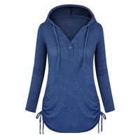 Shusuen Women's Funnel Neck Pullover Hoodie Top Casual T-Shirt Long Sleeve Button Cowl Neck Tunic Sweatshirt Blouse