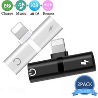 for iPhone Headphone Adapter 2 in 1 Music & Charger Cable for iPhone 11/8/8 Plus/7/7 Plus/X/XS max/XR Earphone Convertor Accessories for iPhone Dongle AUX & Audio Jack Connector Splitters, 2-Pack