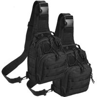 Tactical Shoulder Bag,1000D Outdoor Military Molle Sling Backpack Sport Chest Pack Daypack Bags for Camping, Hiking, Trekking, Rover Sling (2 Pack Black)