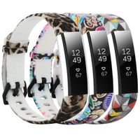 Baaletc Cute Rubber Replacement Accessory Watch Band/Wristband Bracelet Strap with Stainless Steel Buckle for Fitbit Alta, Fitbit Alta HR Fitness Trackers, One Size(Leopard/Peacock/Geometric Design)