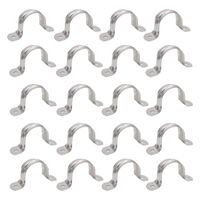 1.5inch Two Hole Strap U Bracket Stainless Steel Tube Strap Tension Clip Assortment Kit Heavy Duty Rigid Pipe Strap Clamp 20Pcs（50mm）