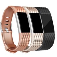 Amzpas for Fitbit Charge 2 Bands, 3 Pack, Small Large Adjustable Replacement Accessory Wristbands Bracelet for Fitbit Charge 2 Women & Men (#Special:Bronze+Champagne+Black, Small)