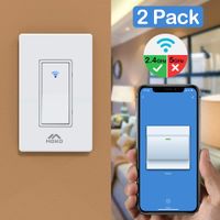 MoKo Smart Life Switch, 2 Pack Smart WiFi Light Switch with Remote Control and Timer, Compatible with Alexa, Google Home and IFTTT, Neutral Wire Required, Easy and Safe Installation - White