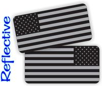 Pair - REFLECTIVE Stealthy American Flag Hard Hat Stickers | Black Ops Decals | Tactical Gear Survival Labels | USA Flags Toolbox Helmet Patriotic Old Glory
